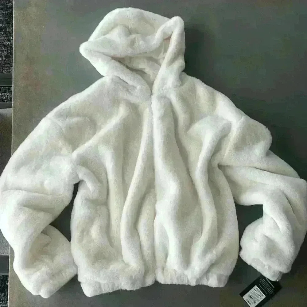 Art Class Girl's Off White Sherpa Fleece Fluffy Pullover Hooded Jacket Size XL - Picture 2 of 7
